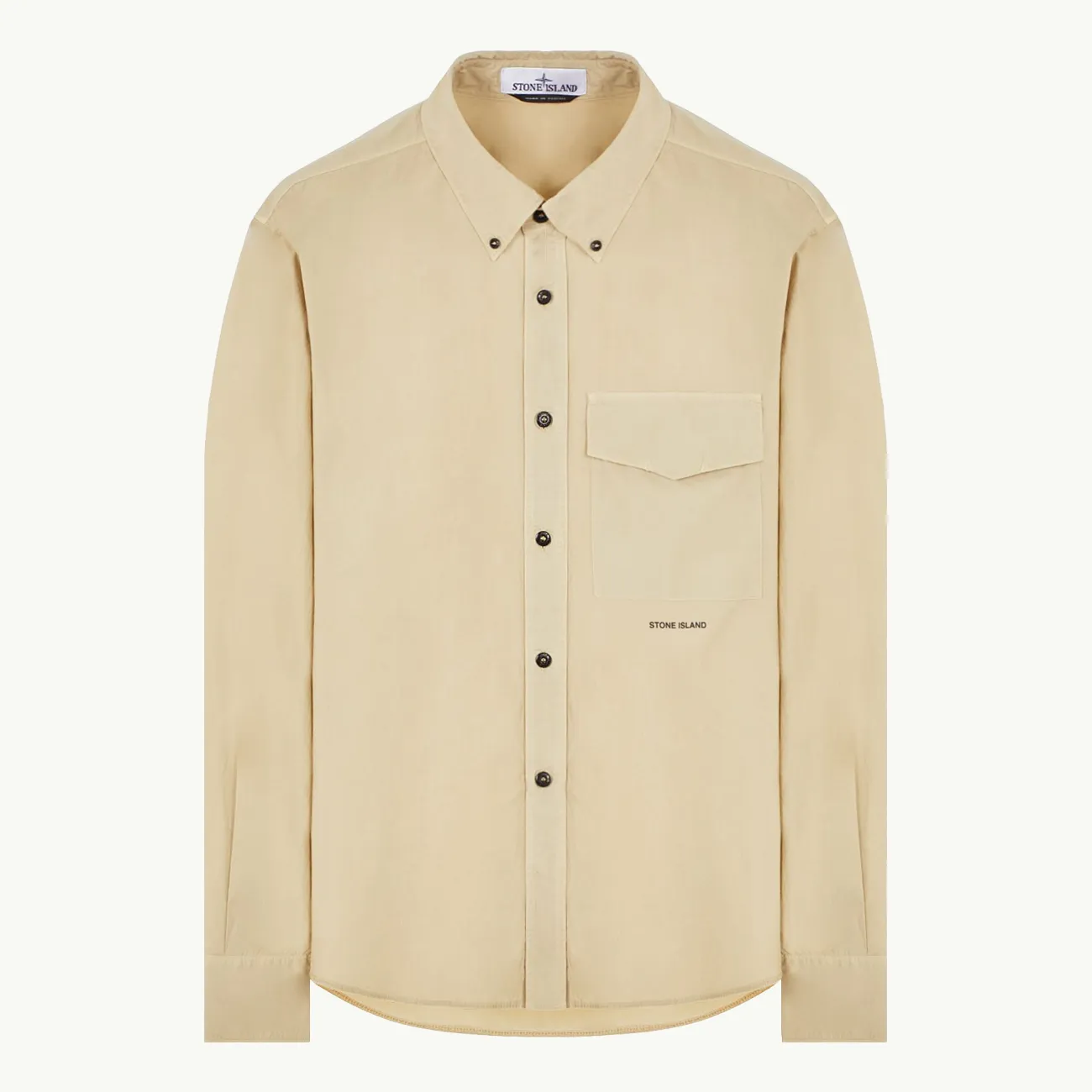 Overshirt Chest Pocket Logo Button Down - Sand 9580