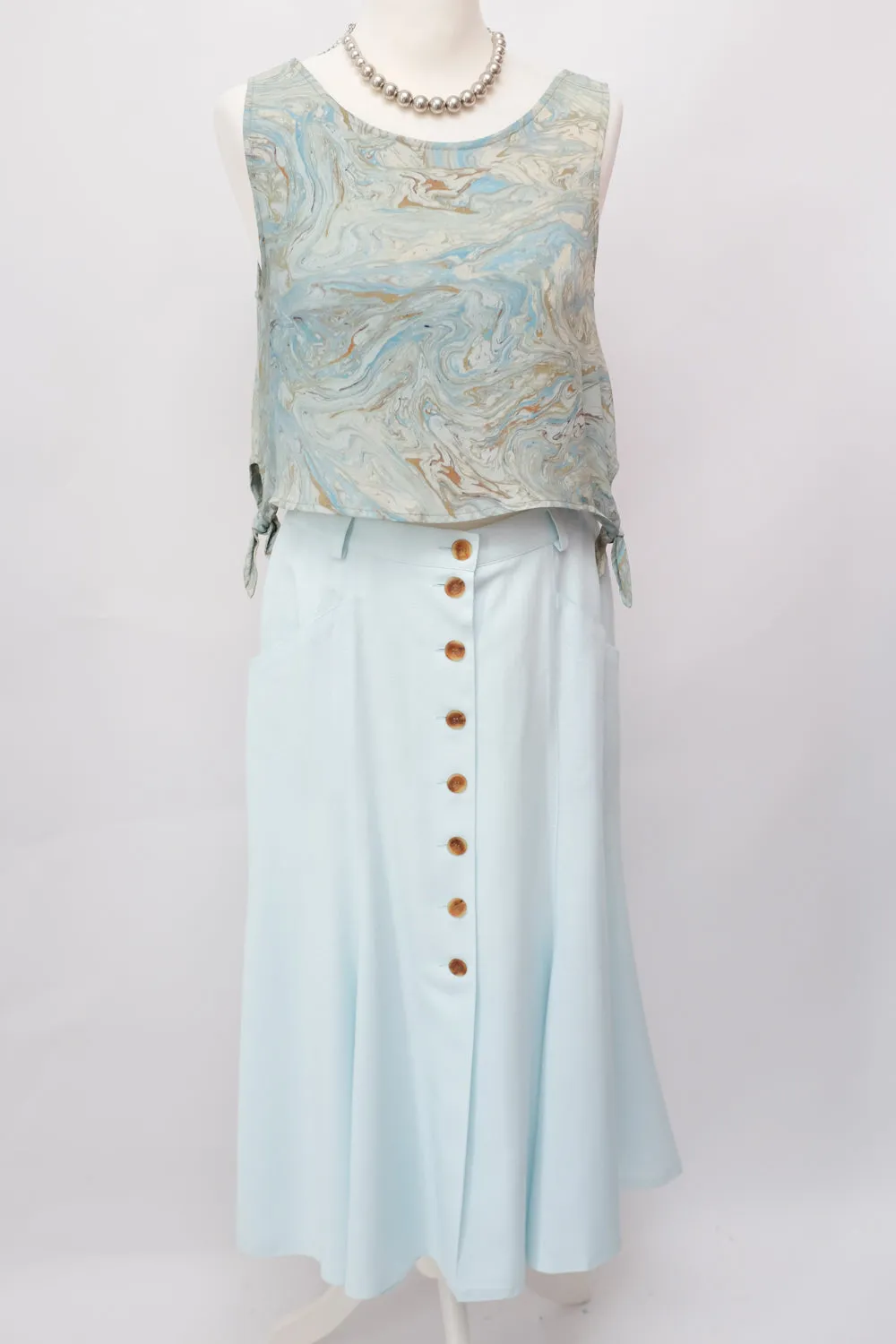 PALE BLUE MAXI VINTAGE SKIRT