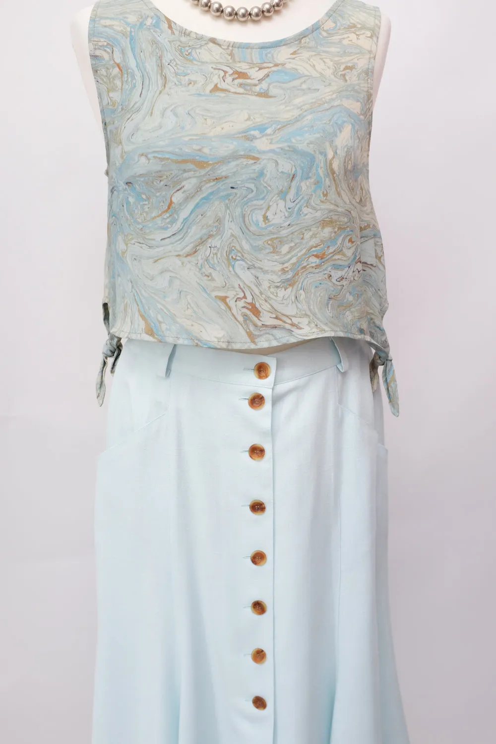 PALE BLUE MAXI VINTAGE SKIRT