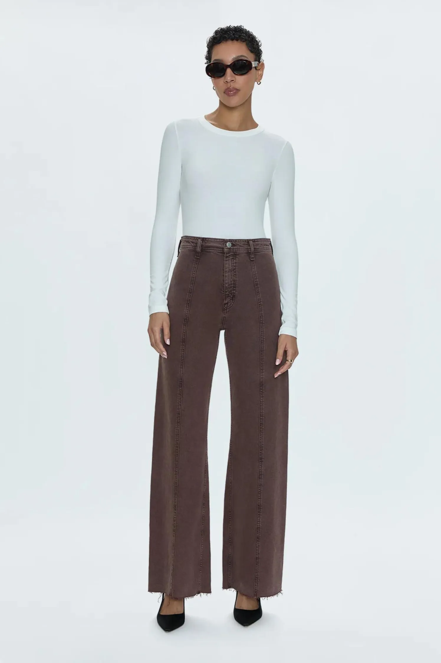 Penny High Rise Wide Leg Crop - Dark Roast