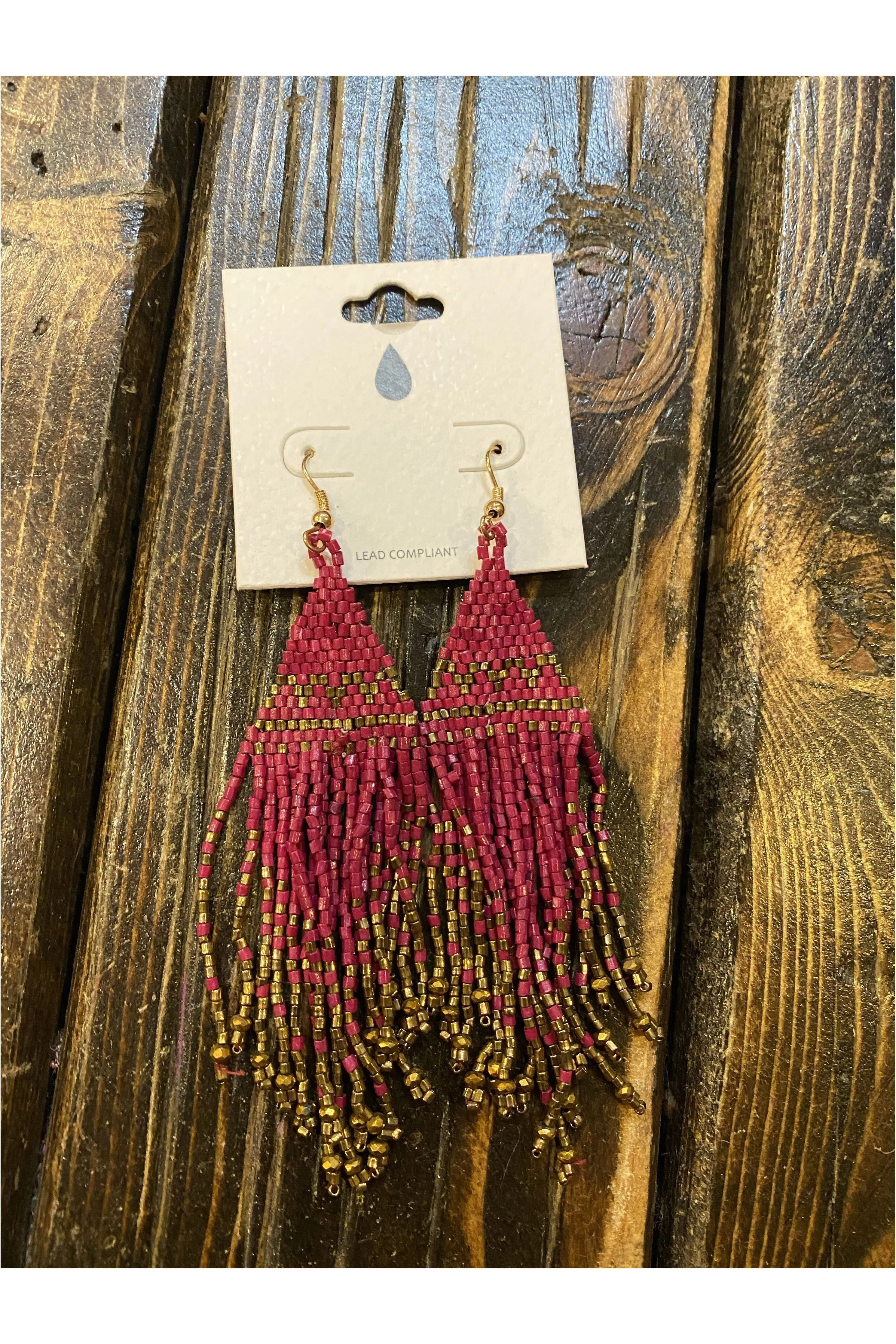 Pink beaded earrings