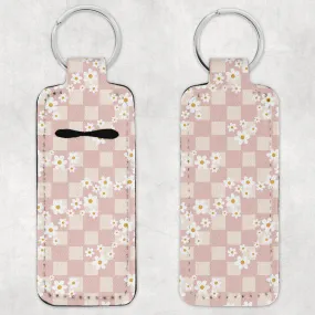 Pink Floral Check Lip Balm Holder & Wristlet