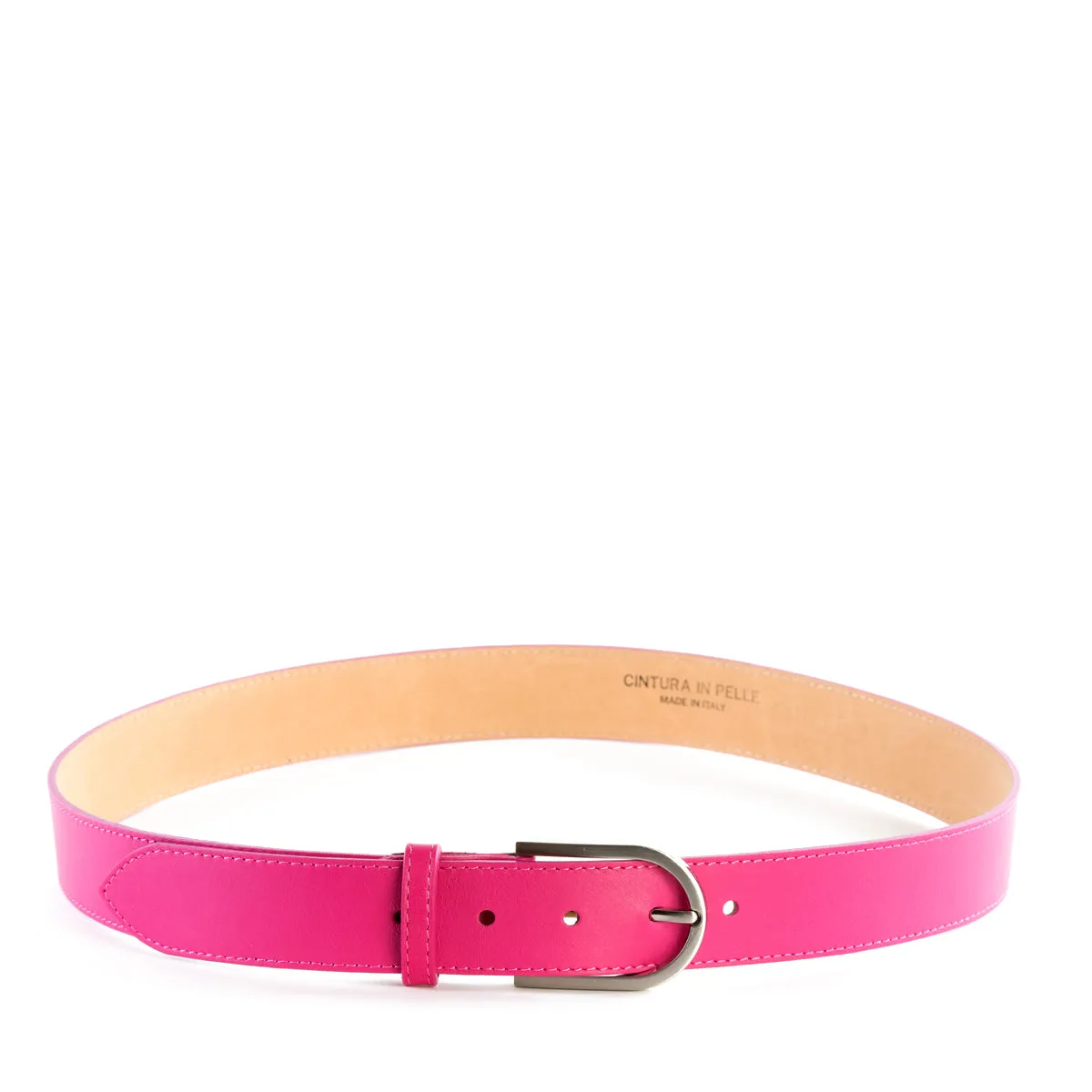 Pink Real Italian Leather Wide Belt