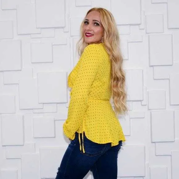 Polka Dot Wrap Top - Yellow