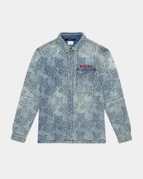 QUILTED LS DENIM SHIRT K9 - STONED BLUE