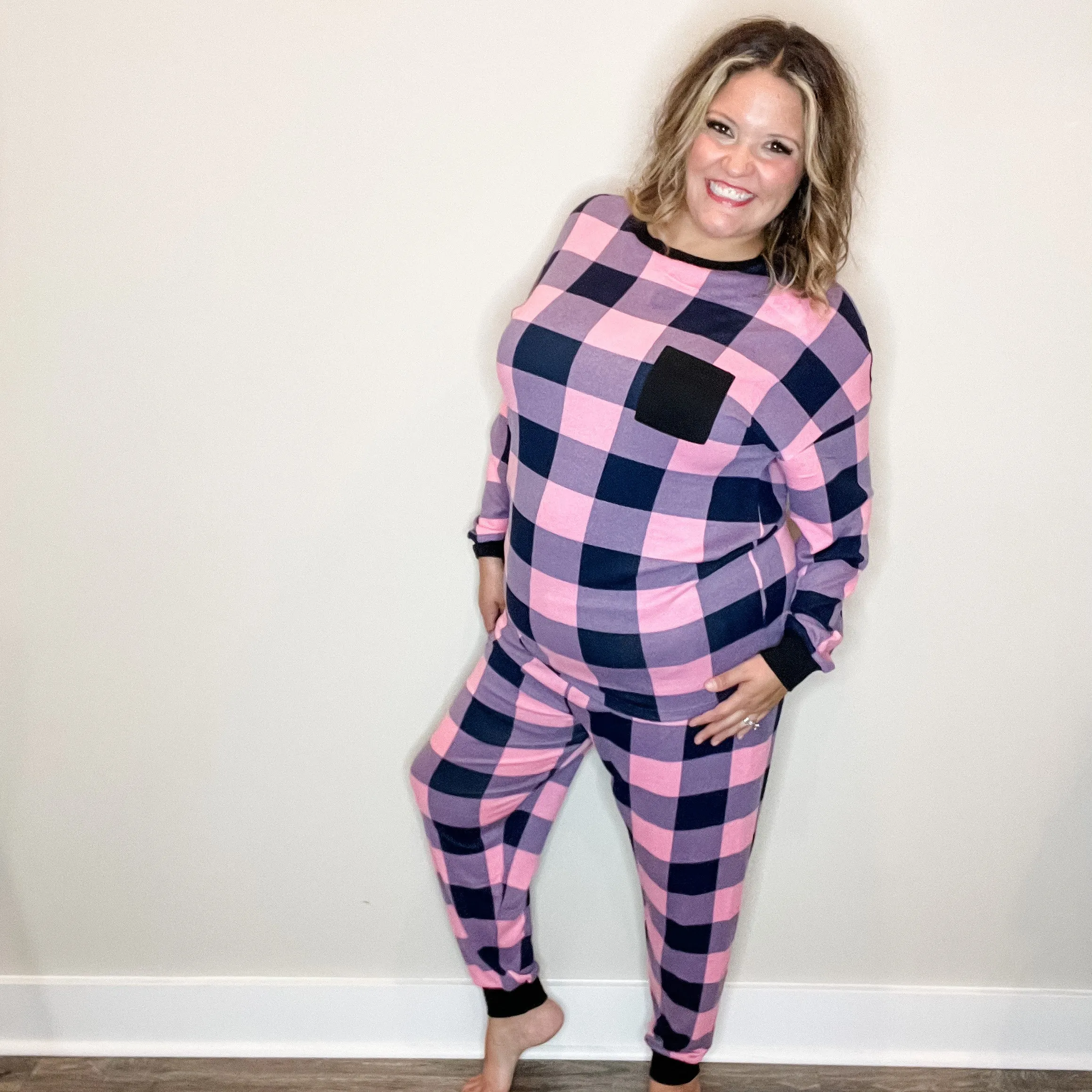 "Comfy" Plaid Lounge Set with Pockets