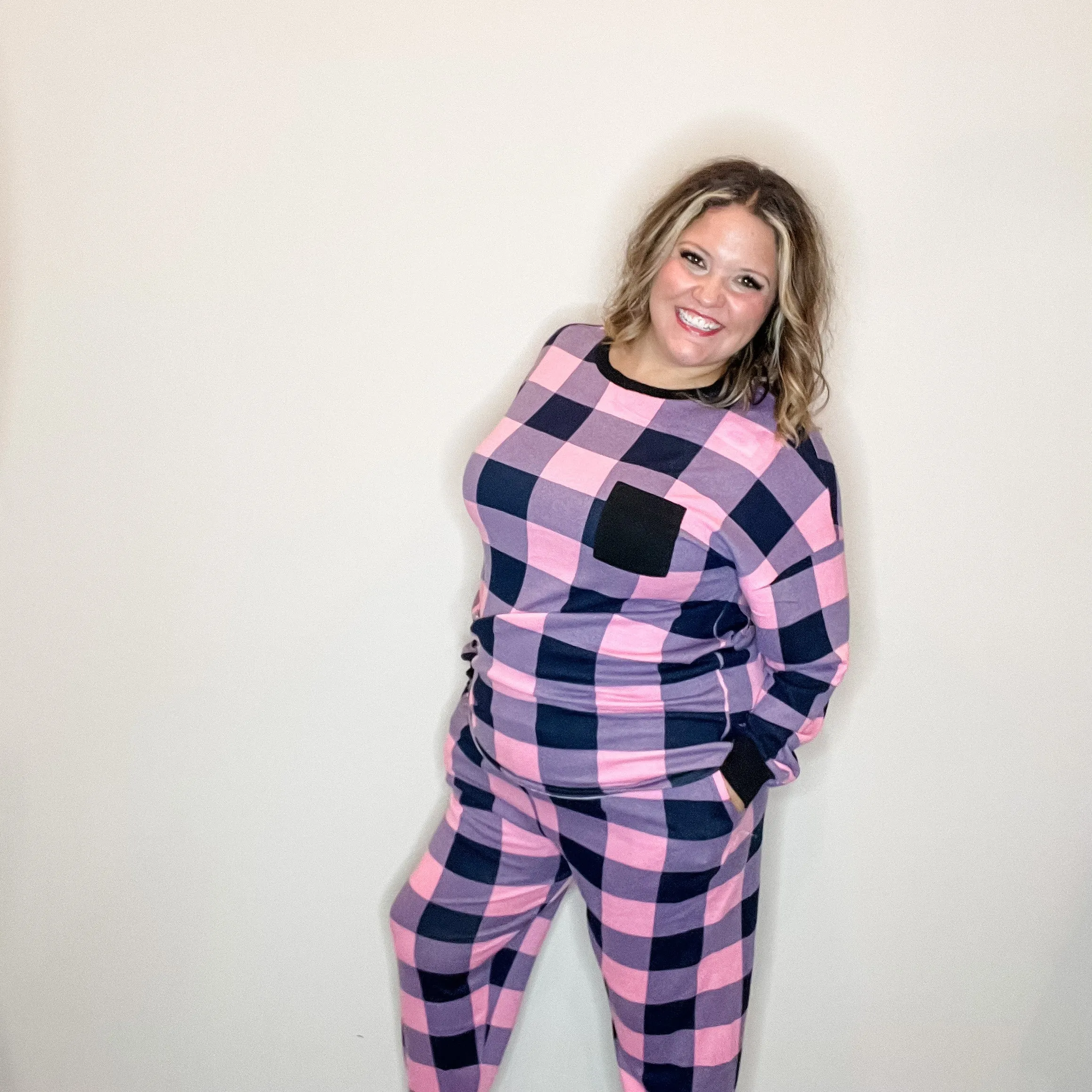 "Comfy" Plaid Lounge Set with Pockets