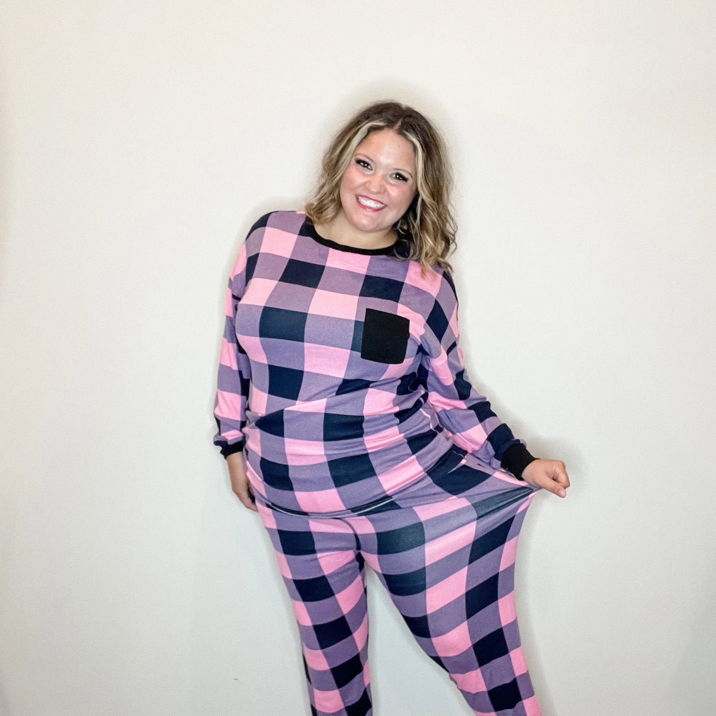 "Comfy" Plaid Lounge Set with Pockets