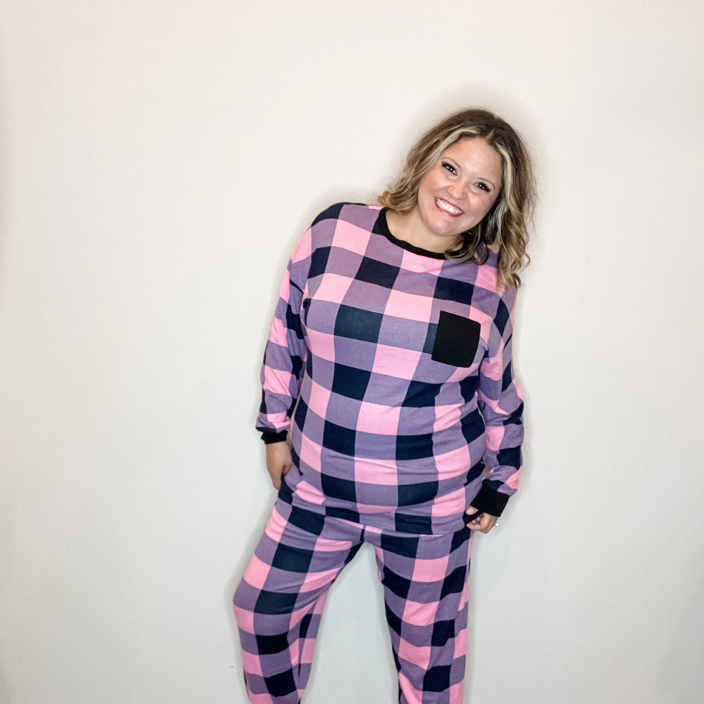 "Comfy" Plaid Lounge Set with Pockets