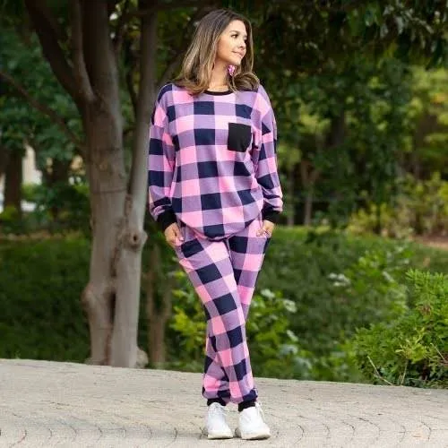 "Comfy" Plaid Lounge Set with Pockets