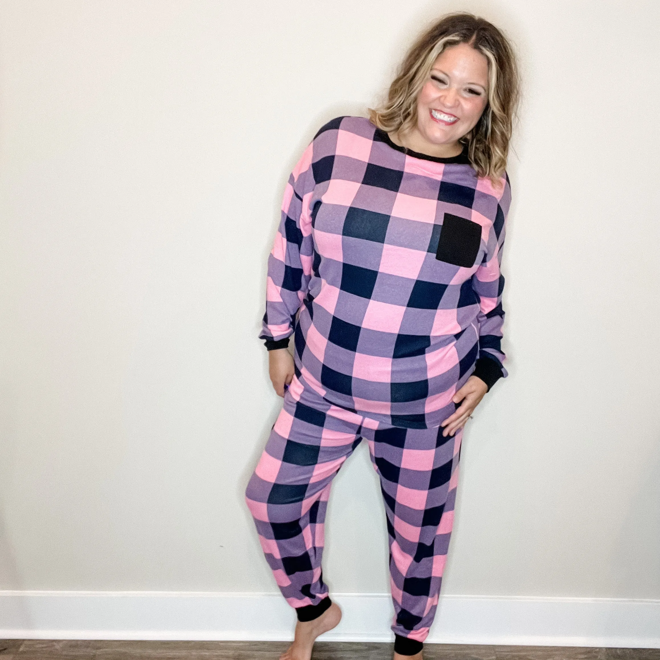 "Comfy" Plaid Lounge Set with Pockets