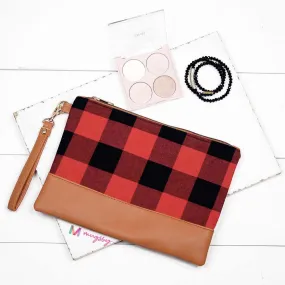 RED   BLACK Buffalo Plaid Make Up Bag