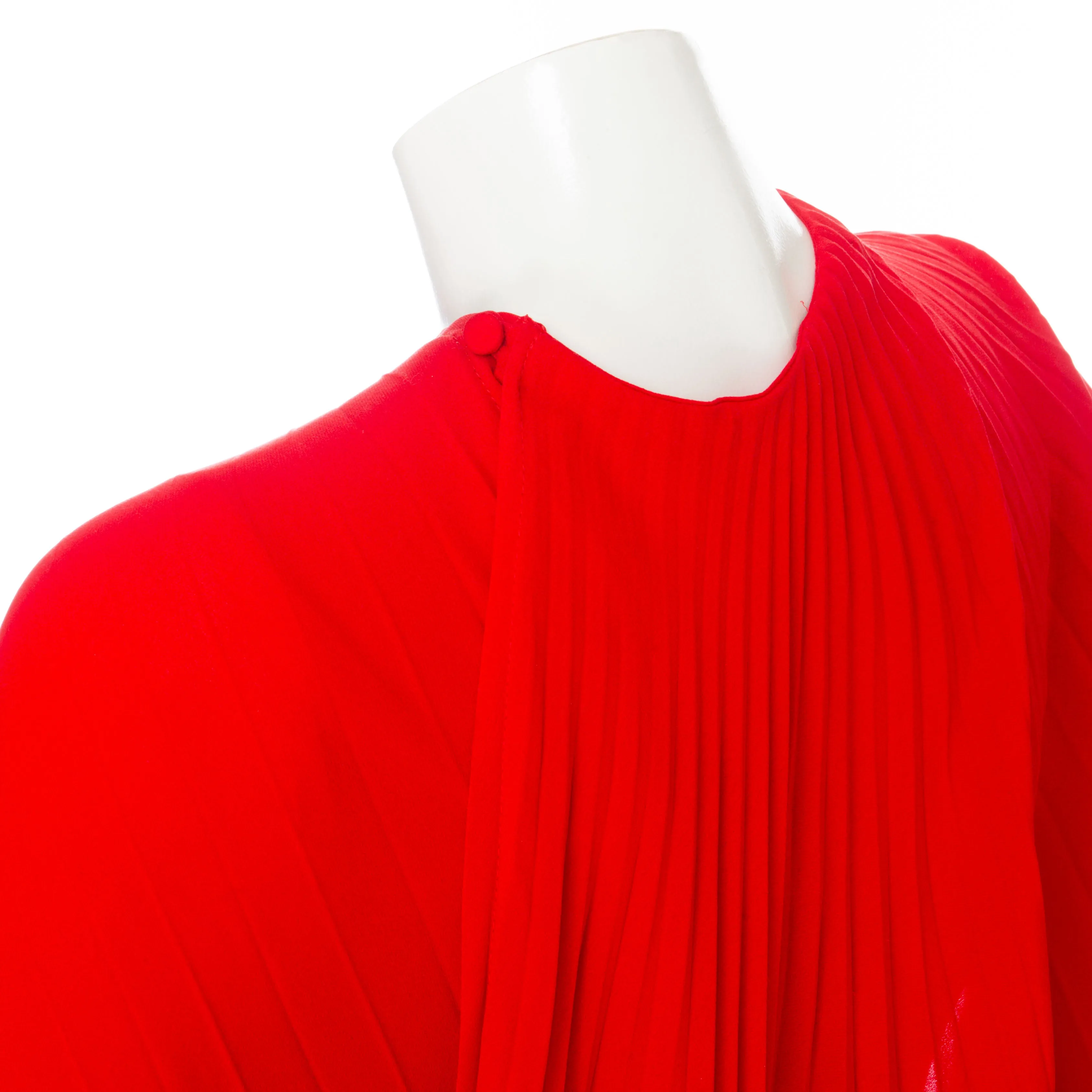 Red Silk-Georgette Cape-Effect Bodysuit Mini Dress