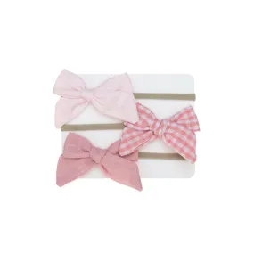 Set of 3 Small Baby Bows 2 Plain & 1 Print/Pattern #7