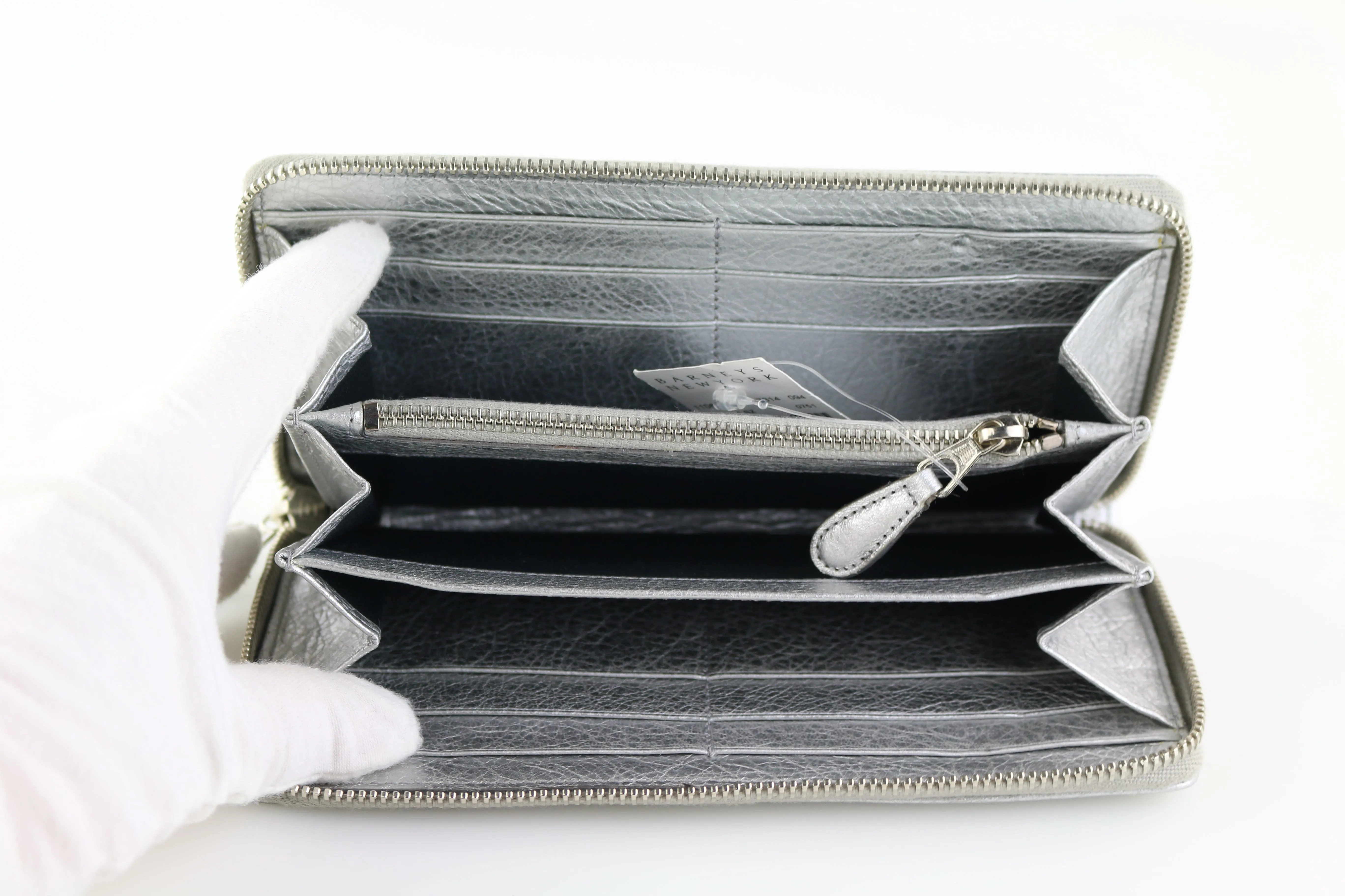 Silver Classic Continental Zip Around Wallet