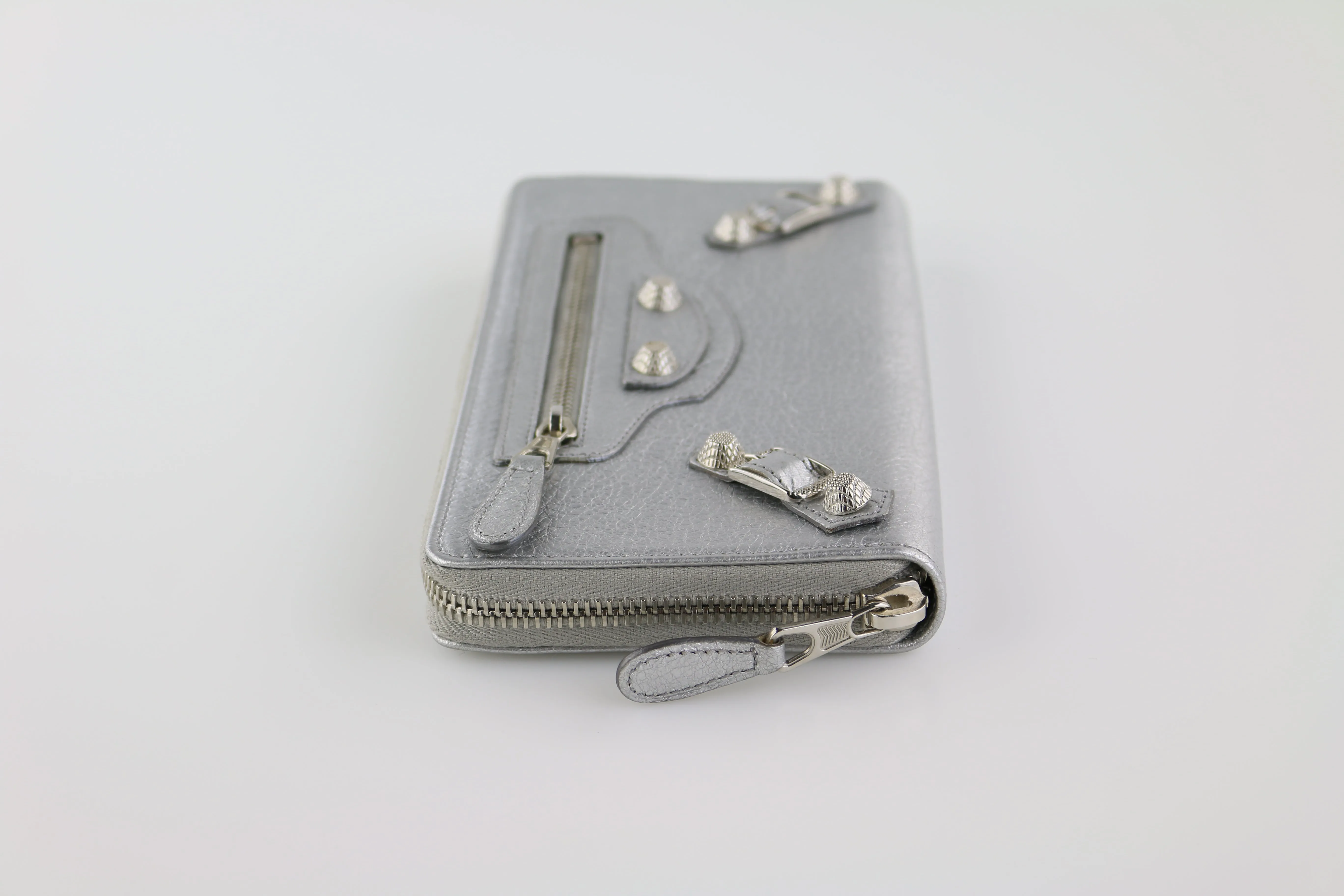 Silver Classic Continental Zip Around Wallet