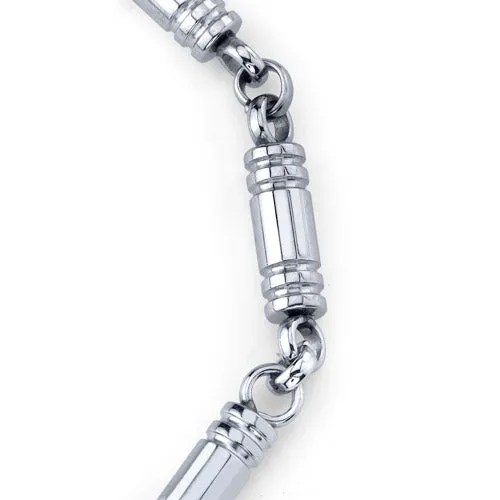 Stainless Steel Barrel Link Bracelet