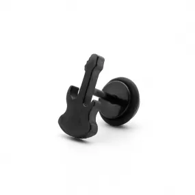 Stainless Steel Guitar Fake Plug Earring - Black