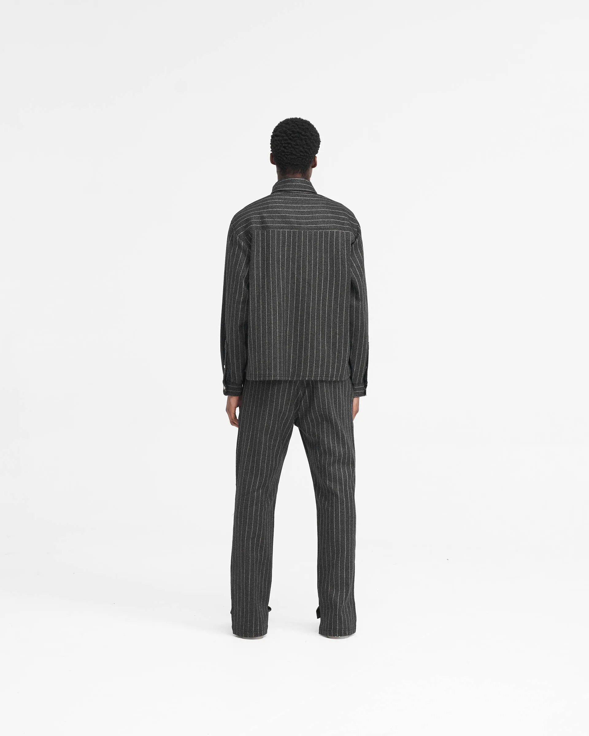 Stepped Hem Pant - Black Pinstripe