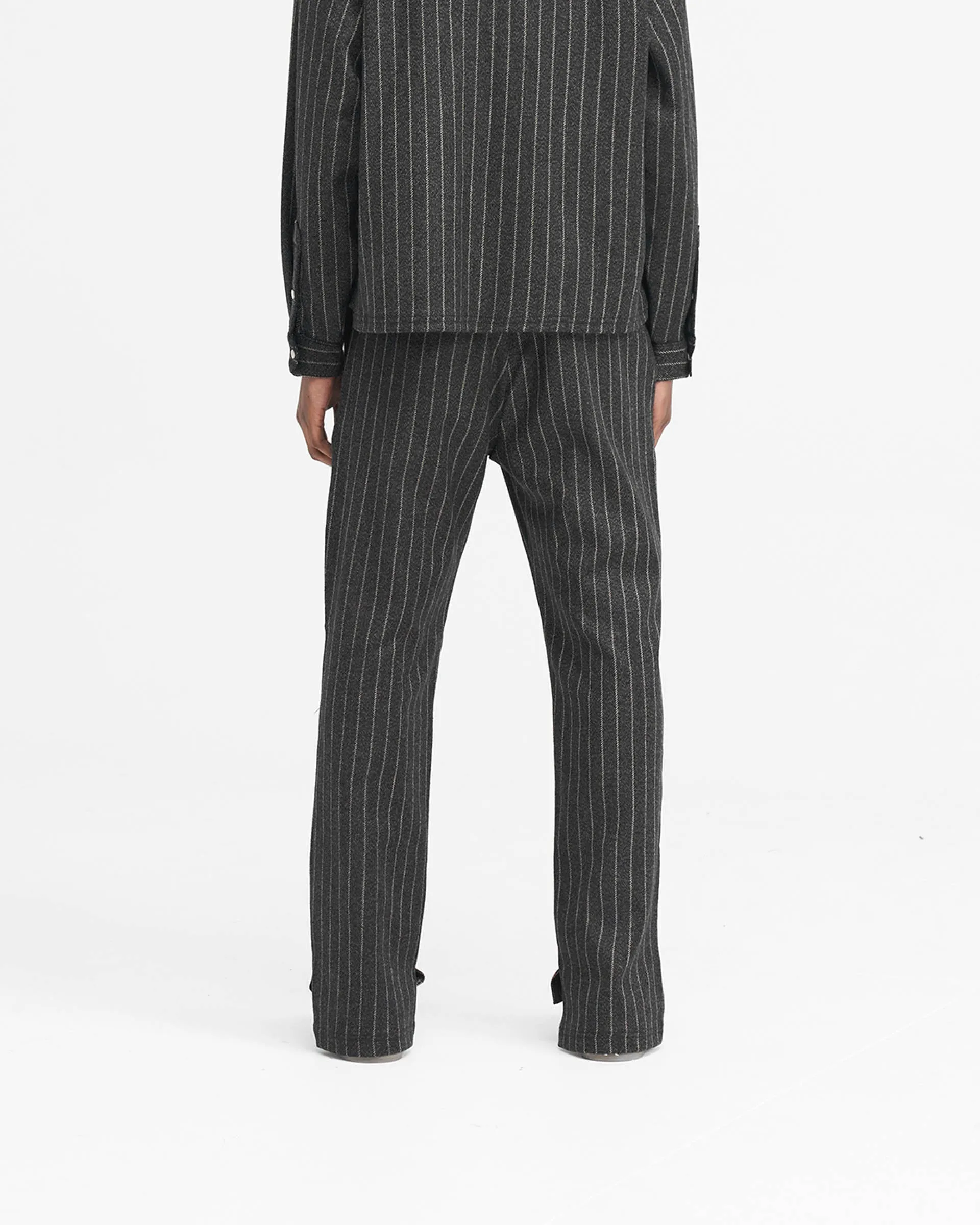 Stepped Hem Pant - Black Pinstripe