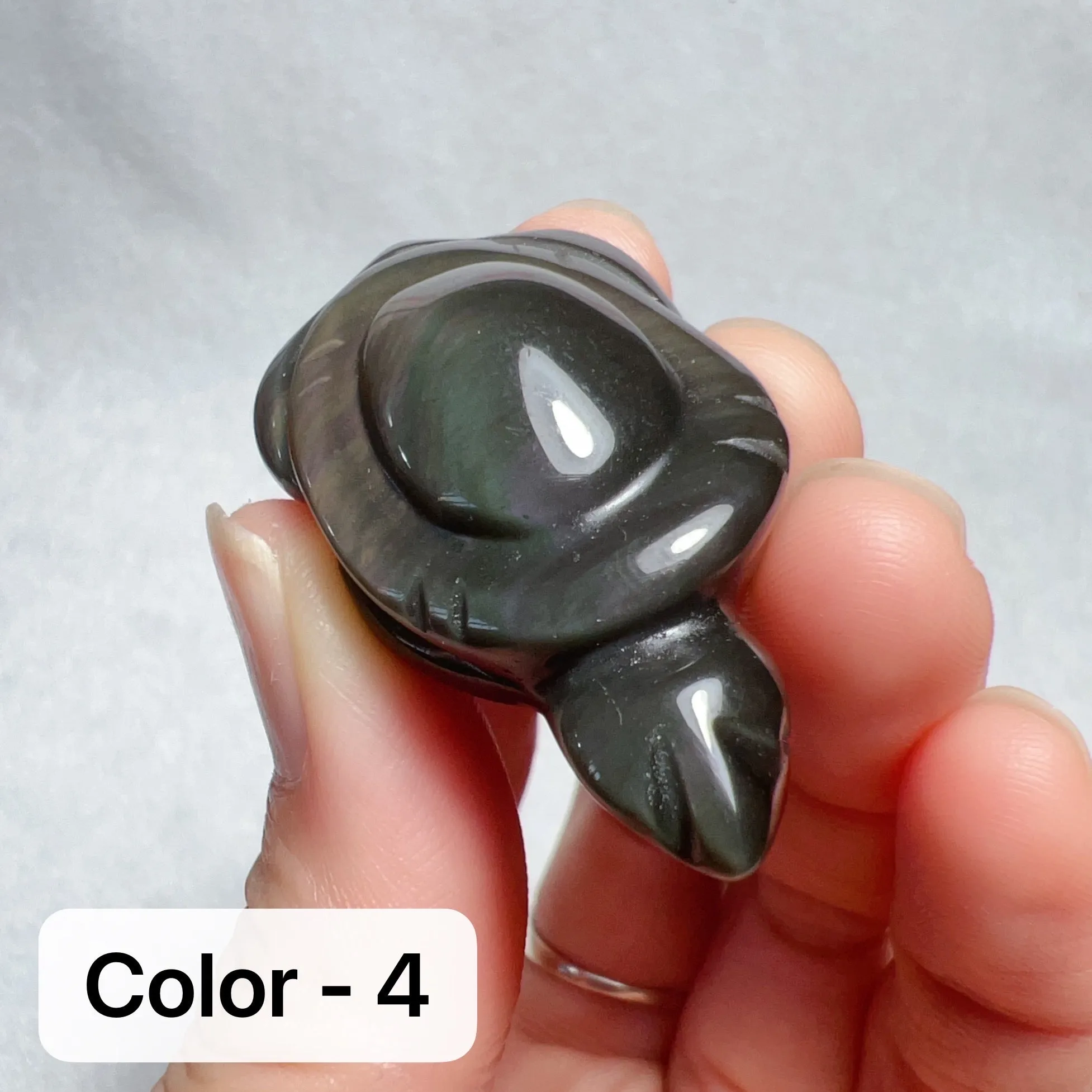 Super Cute Top-grade Rainbow Obsidian Hand-carved Cute Turtles Handmade Root Chakra Healing Stone Decors