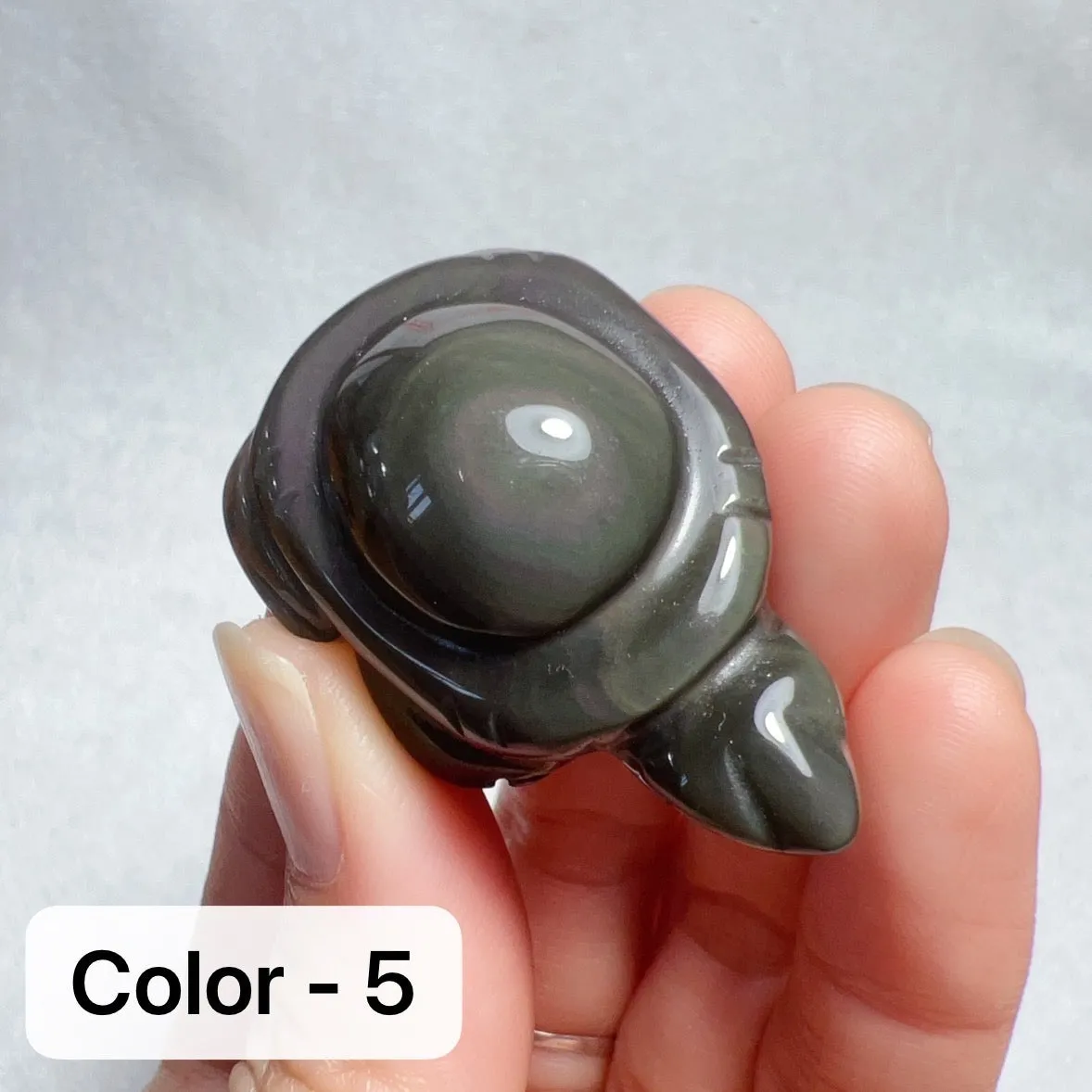 Super Cute Top-grade Rainbow Obsidian Hand-carved Cute Turtles Handmade Root Chakra Healing Stone Decors