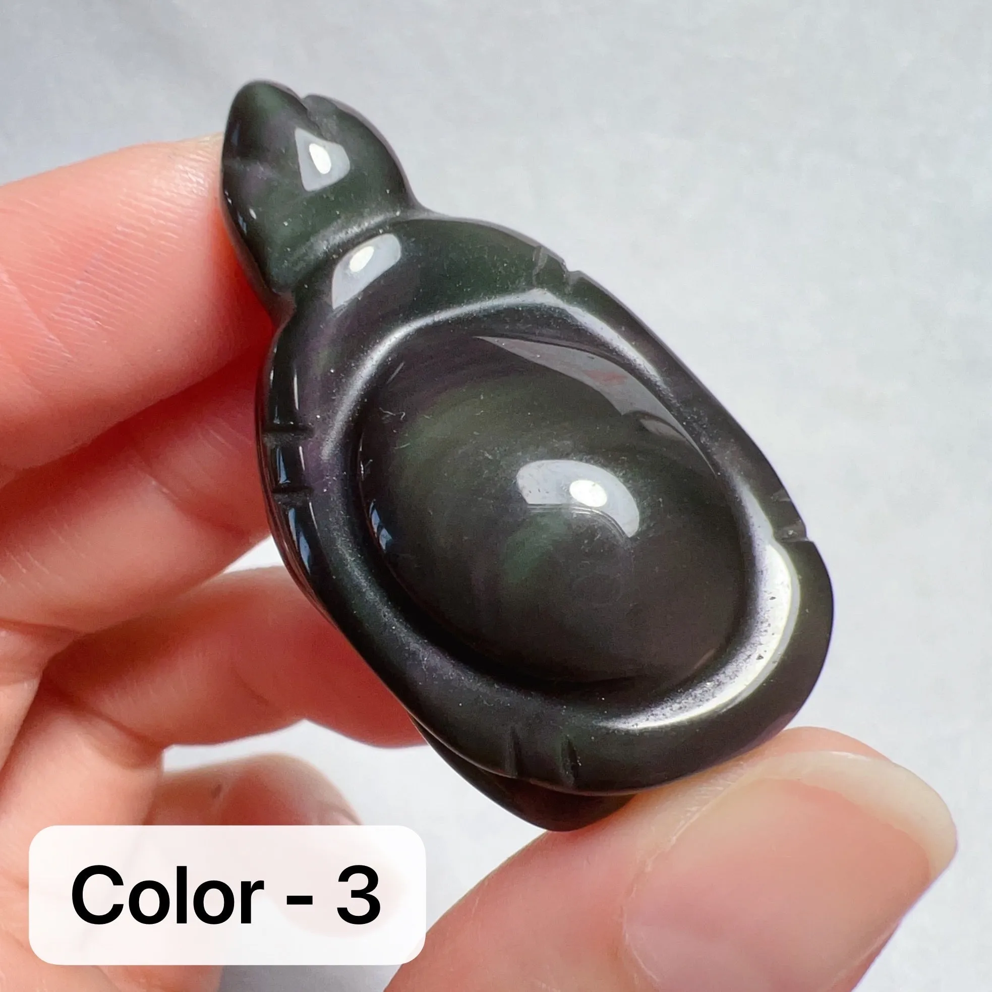 Super Cute Top-grade Rainbow Obsidian Hand-carved Cute Turtles Handmade Root Chakra Healing Stone Decors