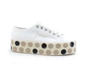 SUPERGA 2790 Logo Polkadots Sneaker Platform White Beige Black S31163W