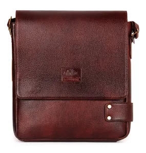 THE CLOWNFISH Classic Series Leather 23 cms Mahogany Messenger Bag