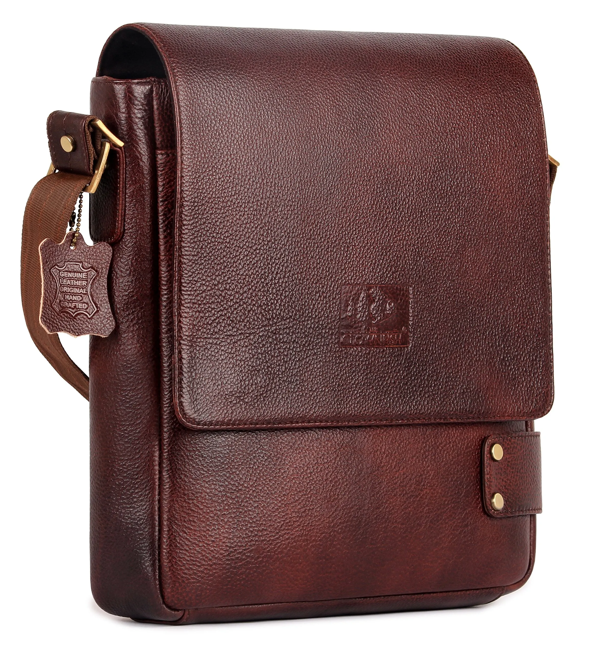 THE CLOWNFISH Classic Series Leather 23 cms Mahogany Messenger Bag