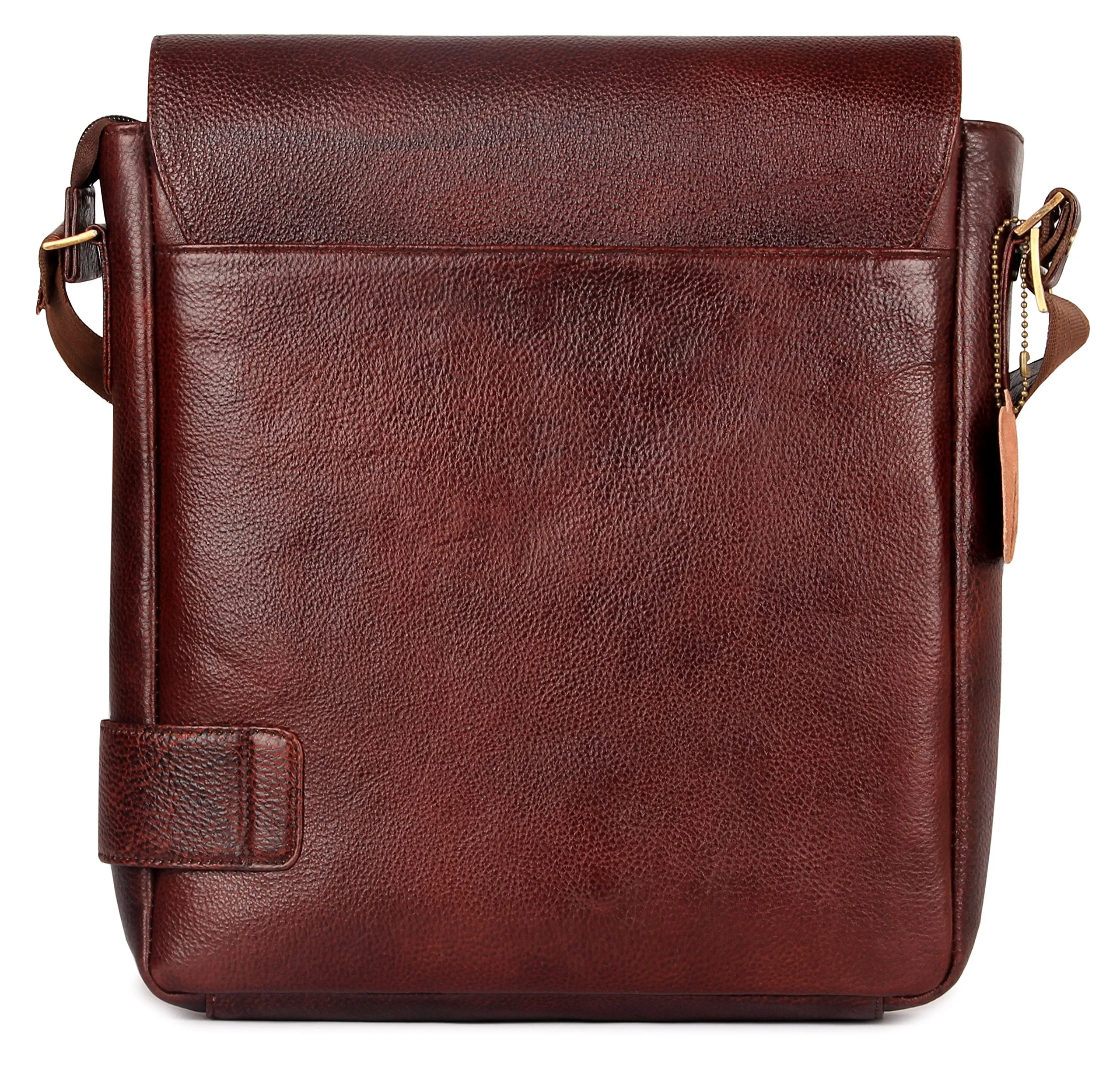 THE CLOWNFISH Classic Series Leather 23 cms Mahogany Messenger Bag