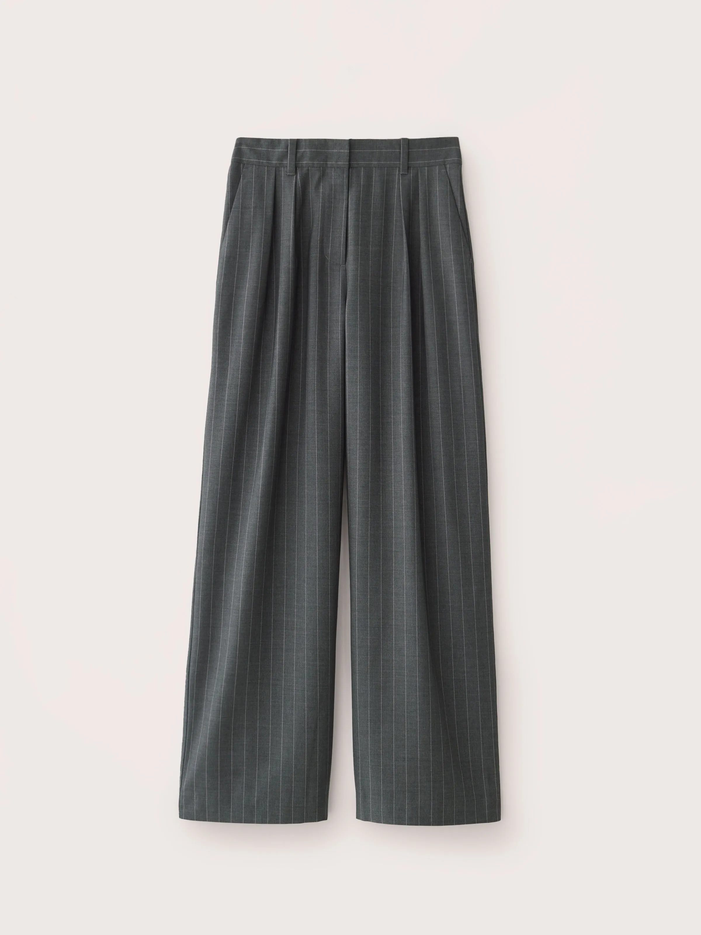 The Emma Pinstripe Ultra Wide Leg Pant in Cool Grey