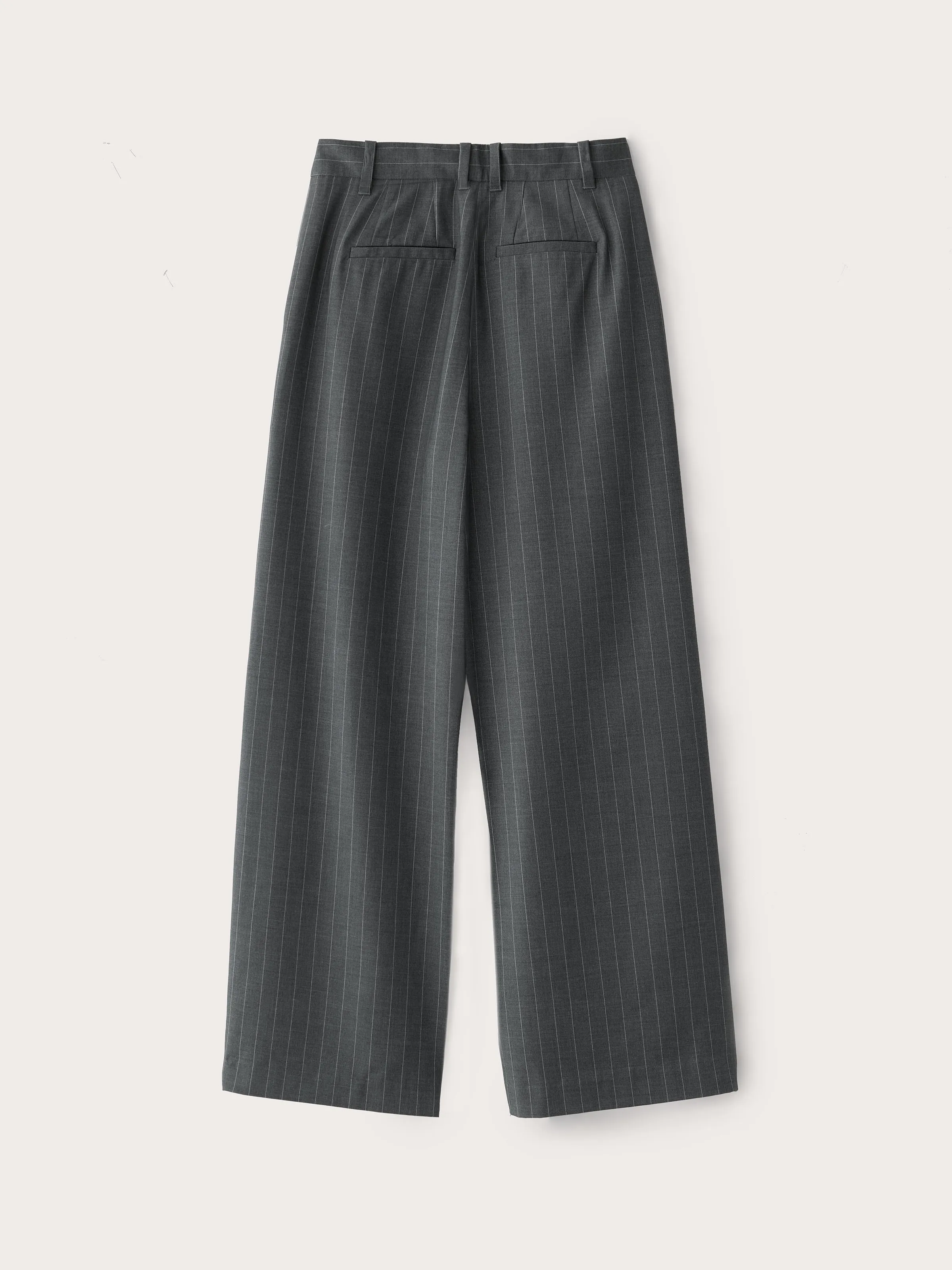 The Emma Pinstripe Ultra Wide Leg Pant in Cool Grey