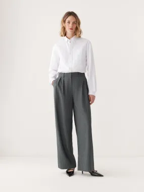 The Emma Pinstripe Ultra Wide Leg Pant in Cool Grey