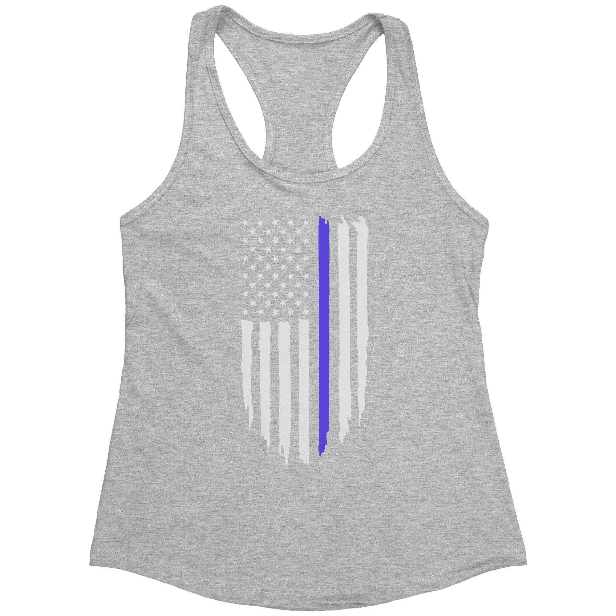 Thin Blue Line Distressed Flag Women's Racerback Tank