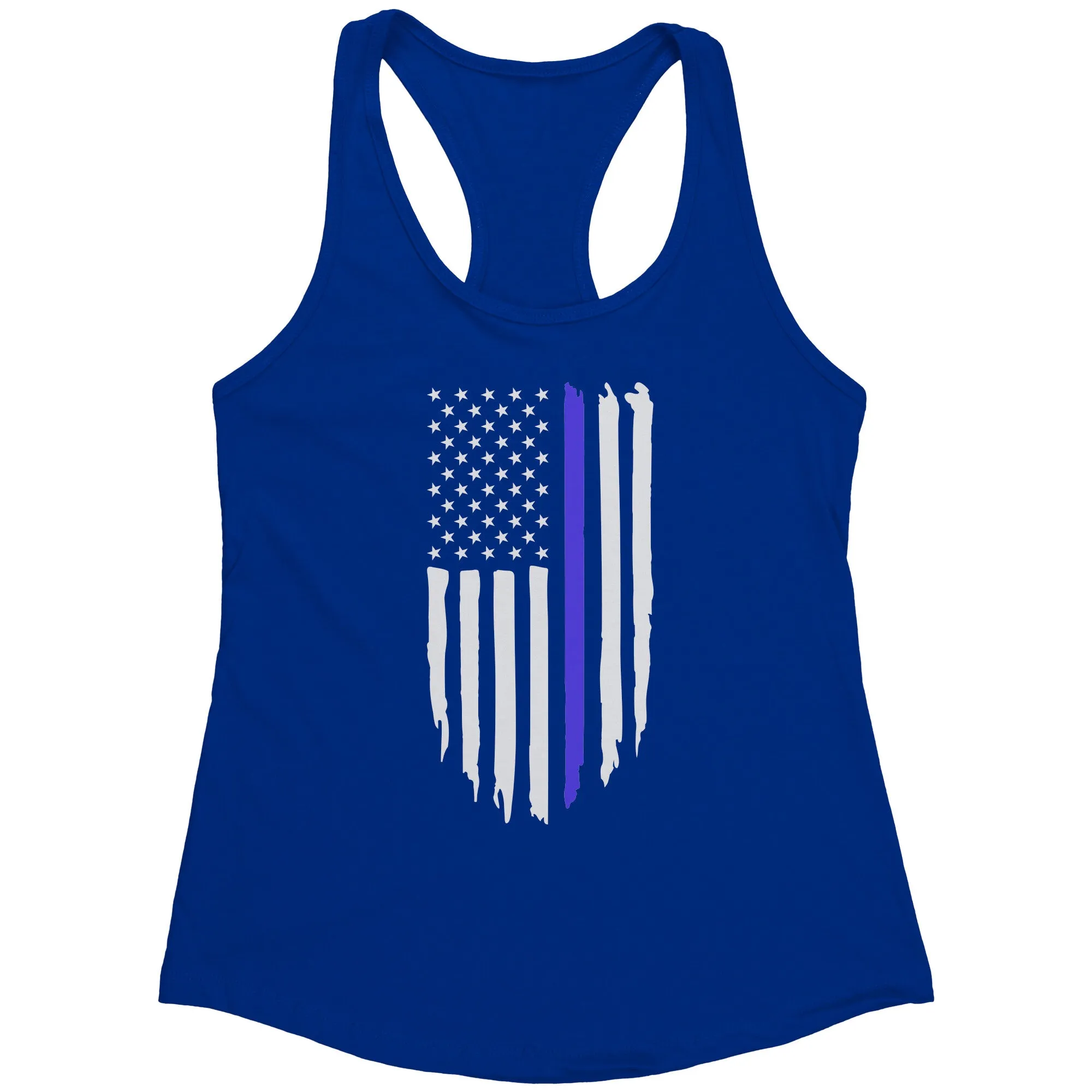 Thin Blue Line Distressed Flag Women's Racerback Tank