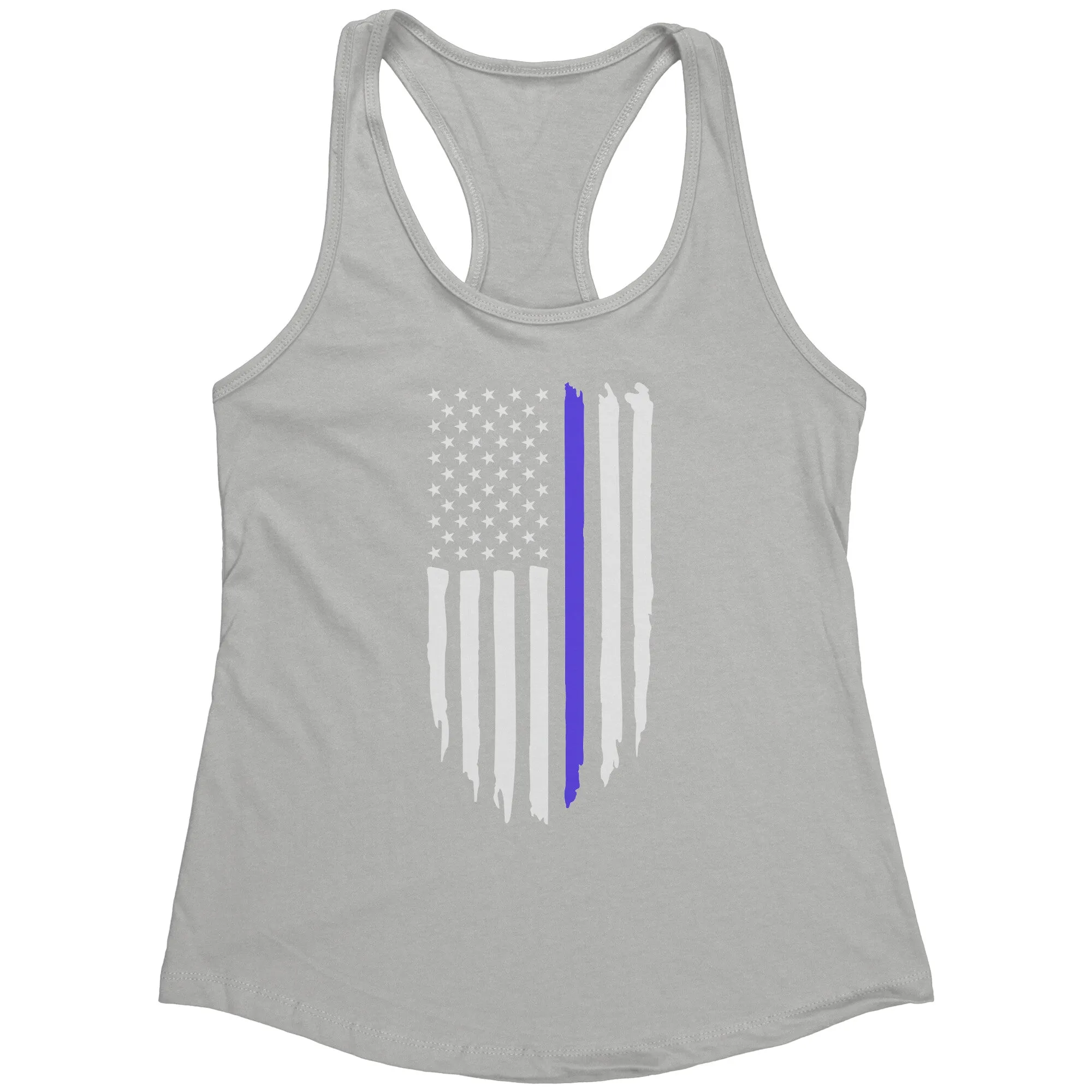 Thin Blue Line Distressed Flag Women's Racerback Tank