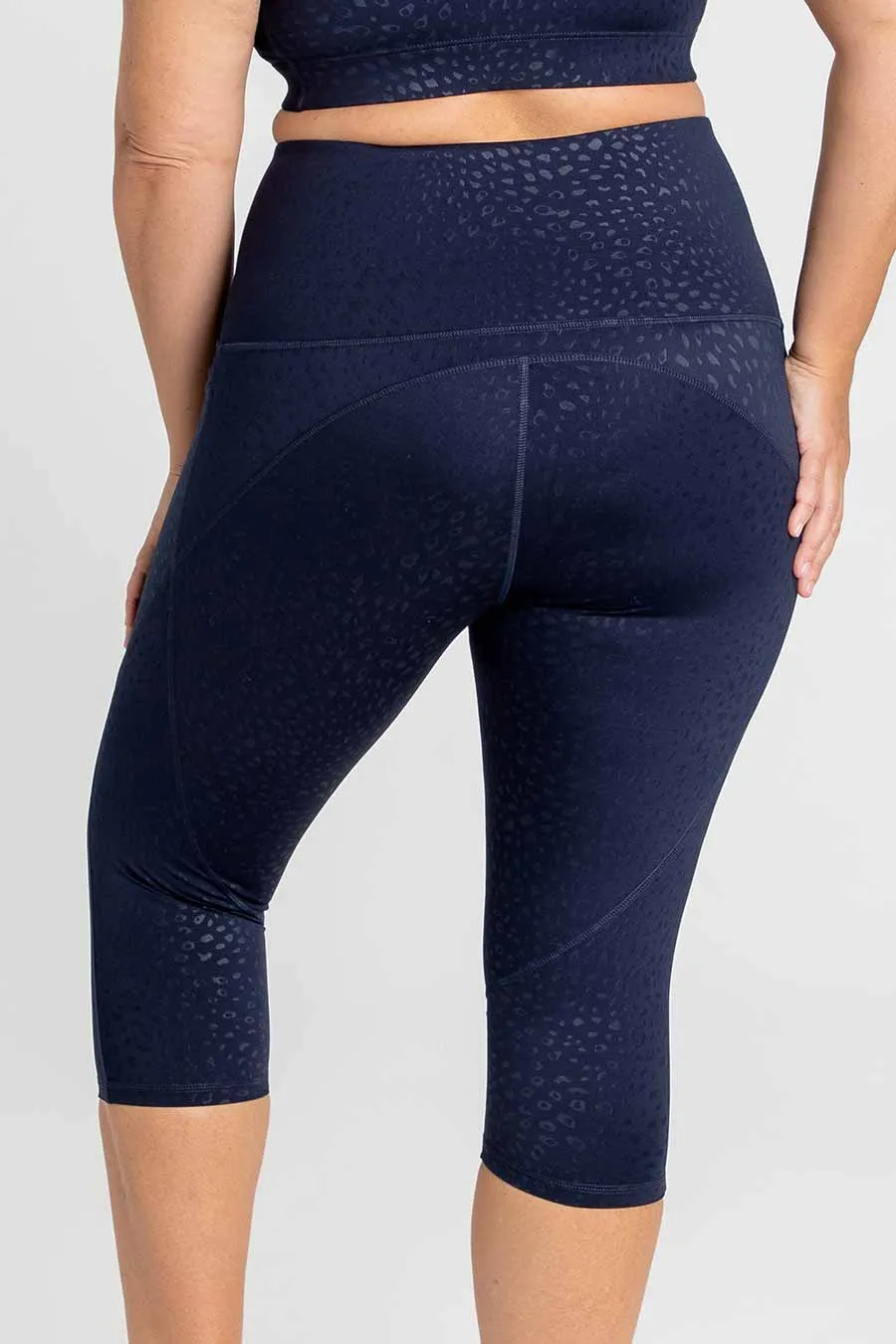 Training Pocket 3/4 Length Tight - Navy Leopard