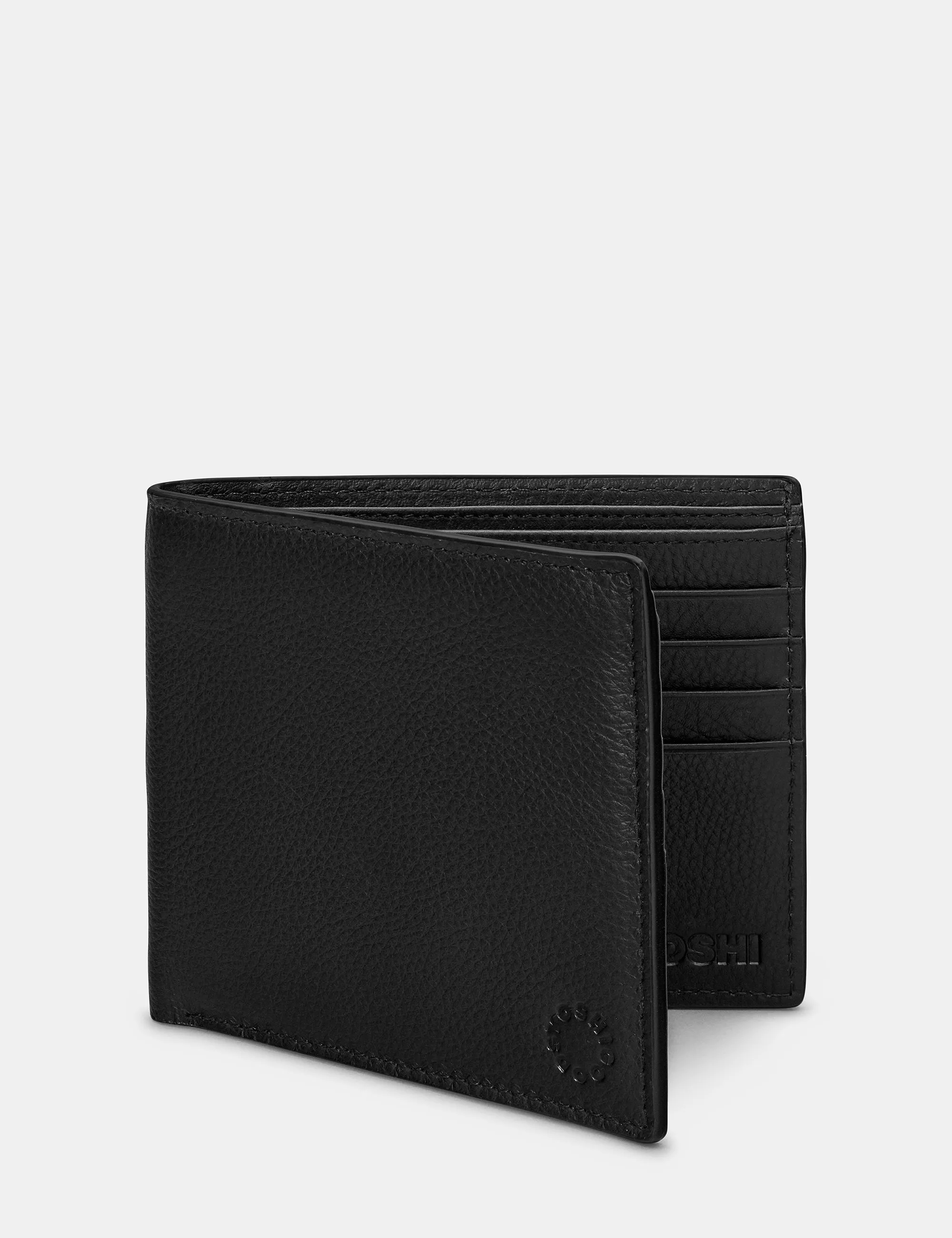 Two Fold East West Black Leather Wallet