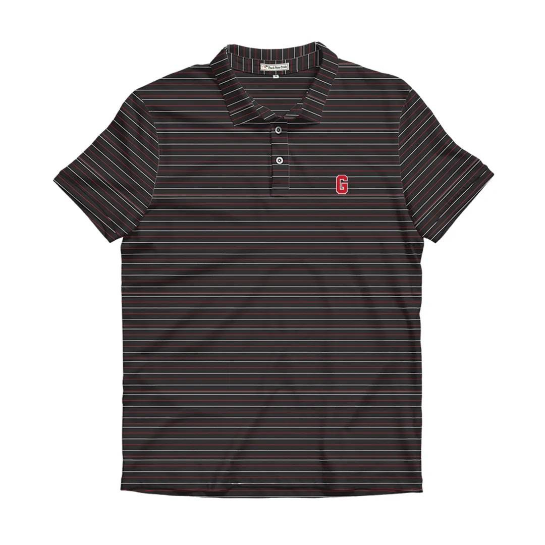 UGA Block G Red, White & Black Betula Stripe Performance Polo