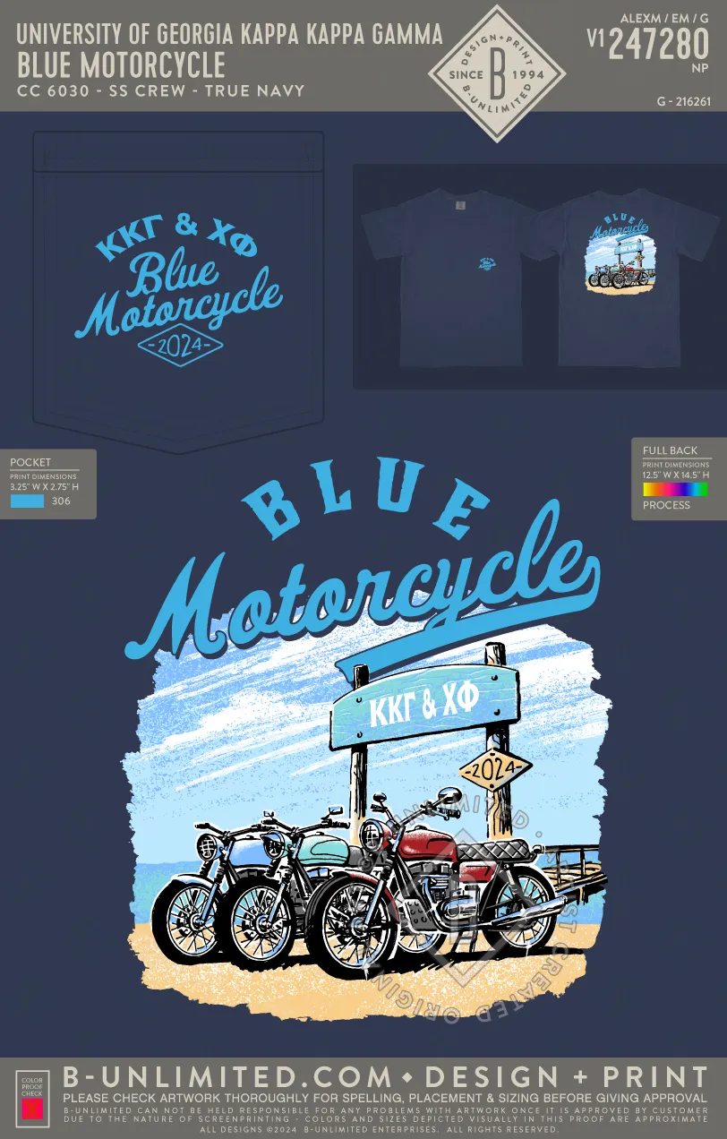 UGA KKG - Blue Motorcycle - CC - 6030 - SS Pocket - True Navy