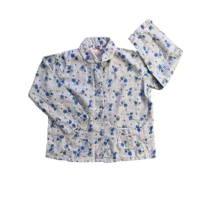 Vintage 1960's Blue Floral Shirt /  6-8 Y