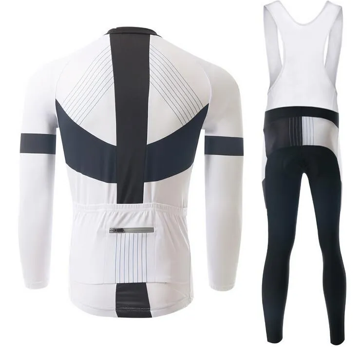 White Two Wheels Long Sleeve Cycling Jersey Set