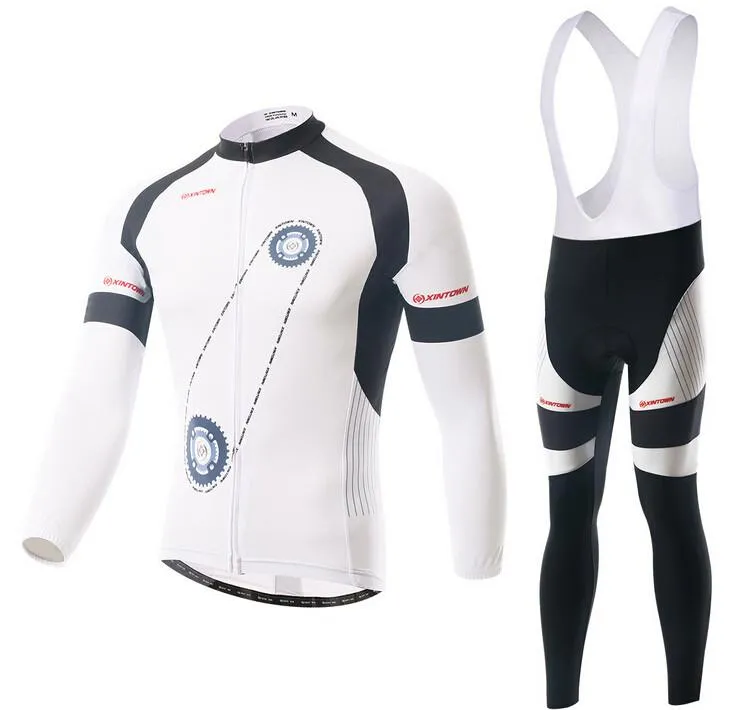 White Two Wheels Long Sleeve Cycling Jersey Set