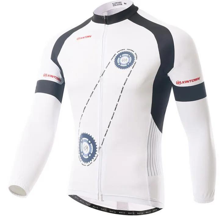 White Two Wheels Long Sleeve Cycling Jersey Set