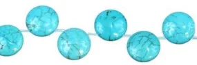 Wholesale Light Blue Turquoise Color Bead Coin Shape Gemstones 20mm