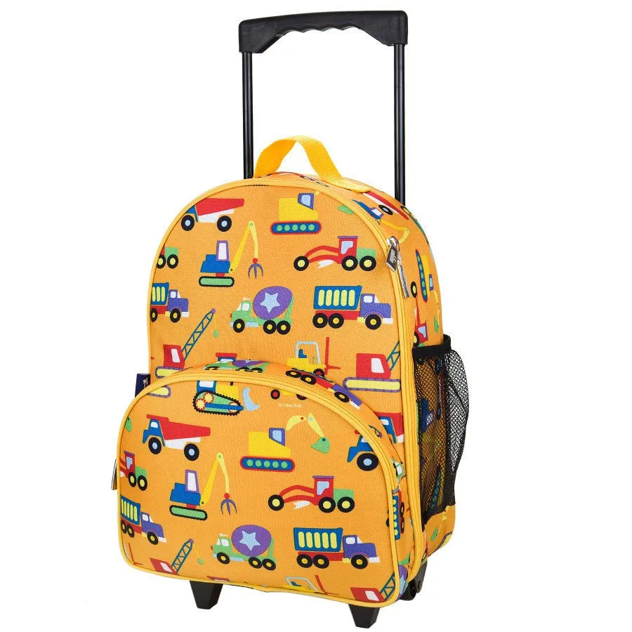 Wildkin Olive Kids Under Construction Rolling Luggage Trolley School Bag