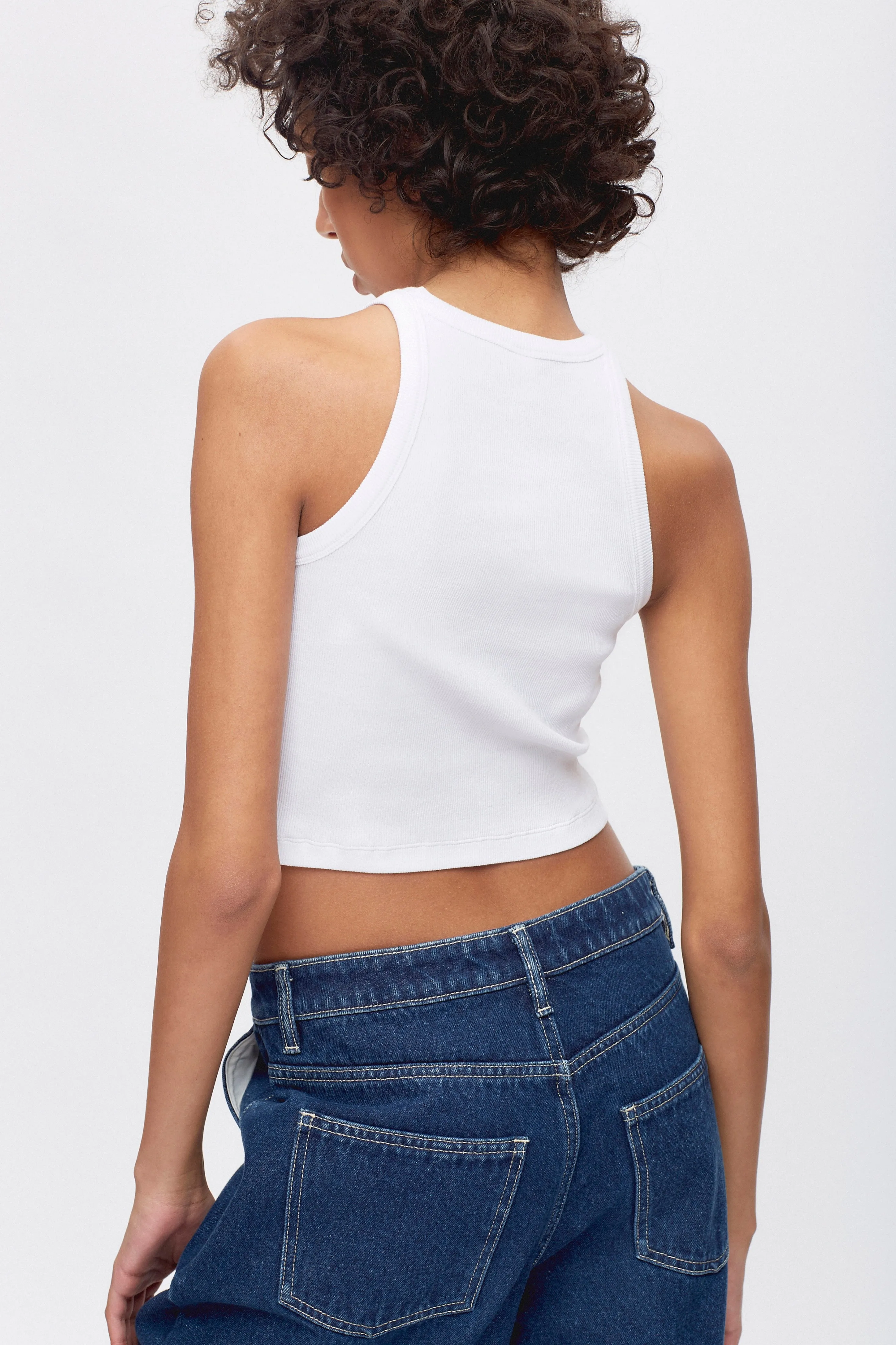 Women's Crop Racer Tank in White