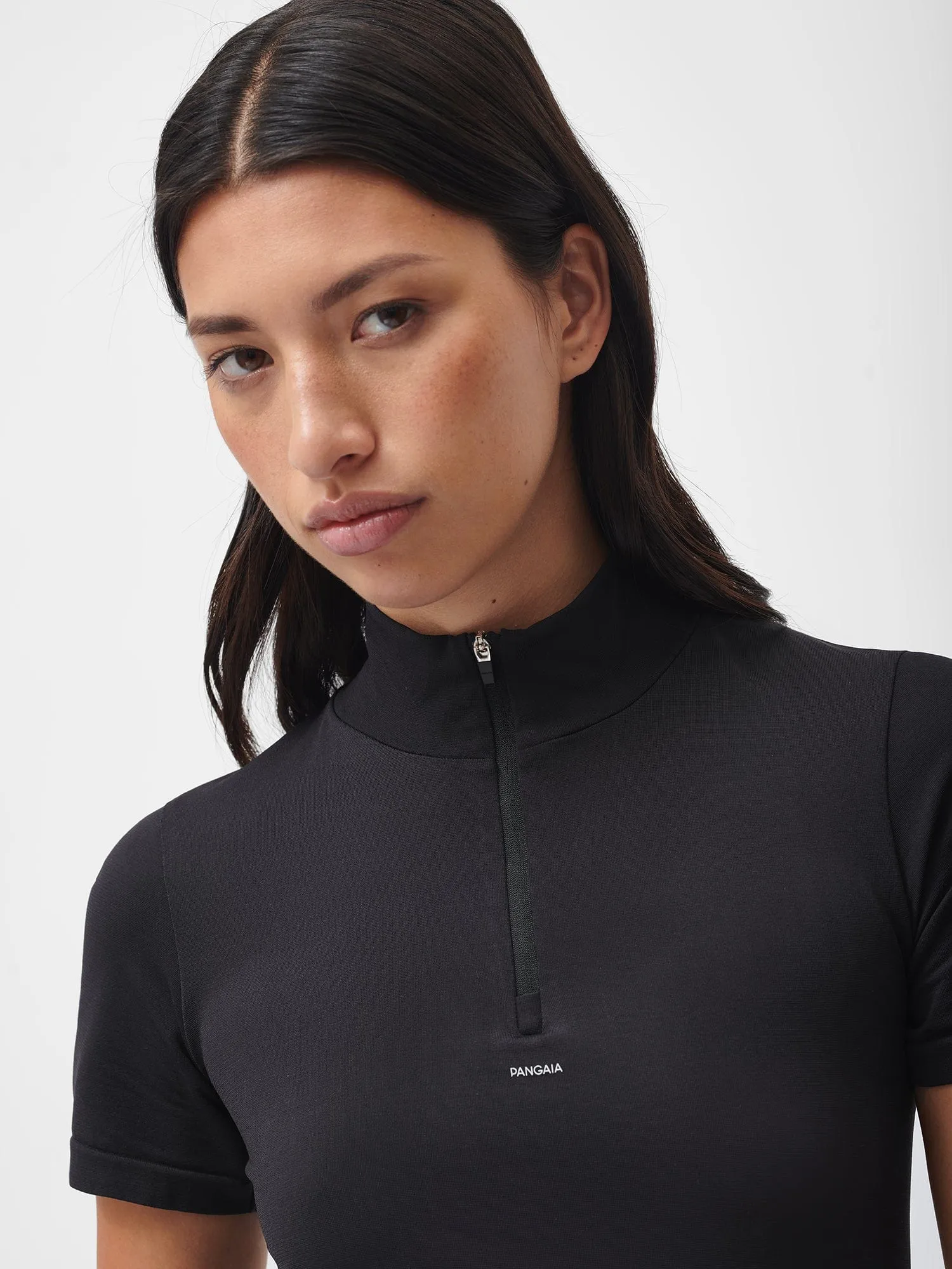 Women's Plant-Stretch Zipped Top—black