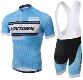 XINTOWN Blue White Short Sleeve Cycling Jersey Set